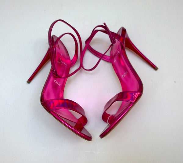 Christian Louboutin Loubigirl 100 Psychic Fuchsia Metallic Pink Ankle Strap Sandals