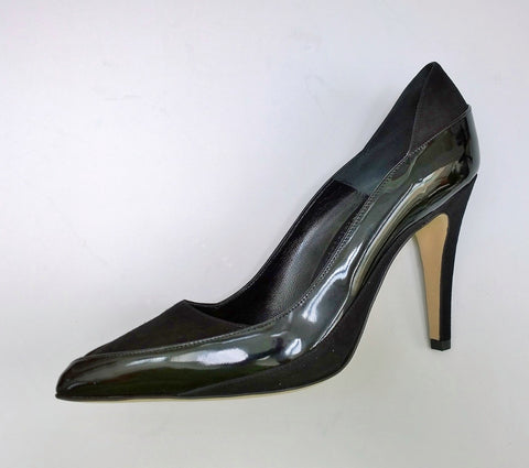 Manolo Blahnik Rasida 105 Black Patent and Suede Heels