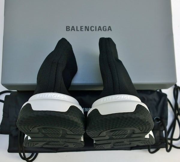 Balenciaga Speed Sneakers in Black Knit and White Trainers