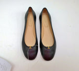 Chloé Marcie Black Leather Flats with Gold Detail New Shoes