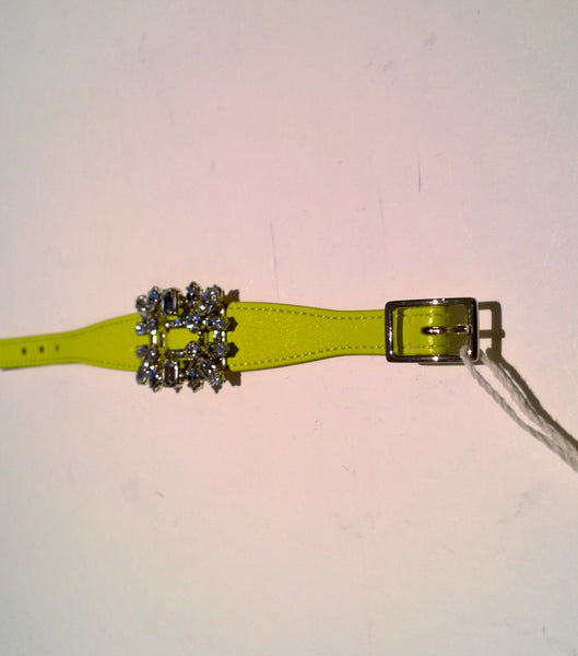 Roger Vivier Broche Vivier Bracelet in Lemon Yellow Leather with Rhinestone Buckle