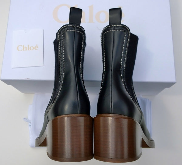Chloé Mallo Black Leather Ankle Boots