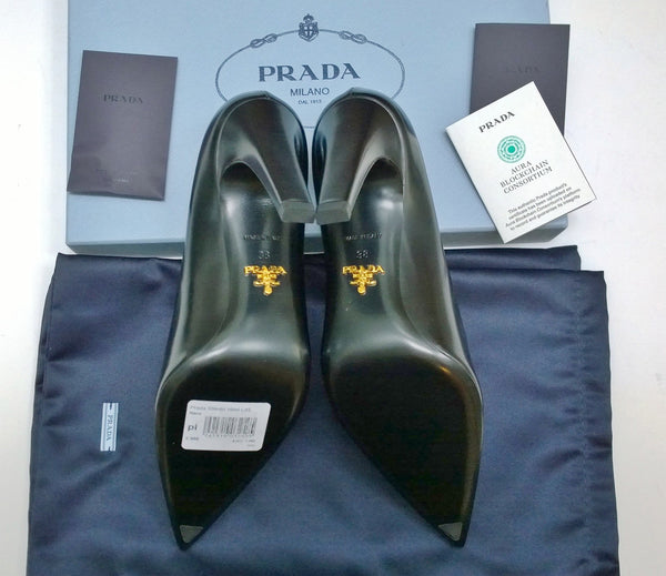 Prada Black Leather Pointy Heels New in Box