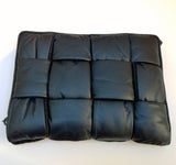 Bottega Veneta Quilted Padded Intrecciato Pouch in Dark Green Leather and Wool Computer Case