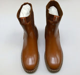 Chloé Noua Caramel Leather Ankle Boots