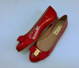 Ferragamo Varina Shoes in Red Patent Leather Flats Buckle Bow