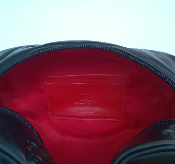 Christian Louboutin Blaster Logo Black Embossed Leather Washbag