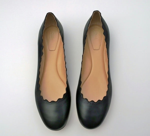 Chloé Lauren Black Leather Flats New Shoes