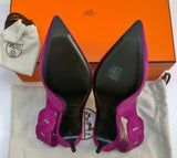 Hermes Gabriela 40 Purple Suede Slingback Heels New In Box