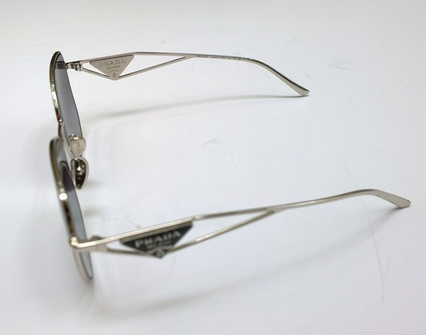 Prada Oversized Geometric Sunglasses in Silver with Triangle Logo Sides