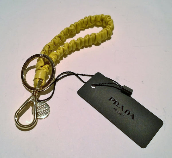 Miu Miu Key Chain Logo Bag Charm with Yellow Leather New in Box