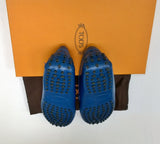 Tod's Gommino Blue Leather Driving Shoes Loafers Double T Flats