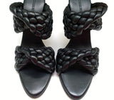 Bottega Veneta Curve Black Woven Leather Sandals Mules