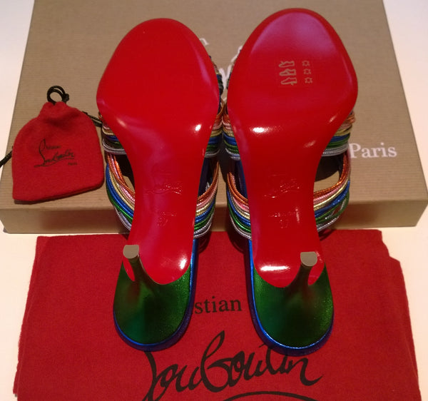 Christian Louboutin Multitaski 70 Metallic Multicolor Leather Mules Sandals