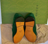 Gucci Jordaan Green Suede Bit Loafers Flats Shoes