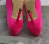 Manolo Blahnik Hangisi Bright Pink Turquoise Buckle Rhinestone Heels Fuchsia Shoes