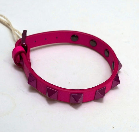 Valentino Garavani Pink PP Fuchsia Rockstud Leather Bracelet Pantone