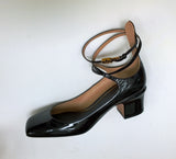 Valentino Garavani Tango Black Patent Ankle Strap Block Heels