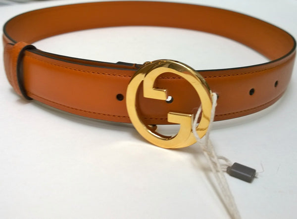 Gucci Blondie Belt Luggage Tan Leather with Gold GG Buckle 3cm