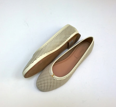 Chloé Marcie Cream Eggshell Perforated Leather Flats