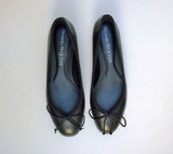 Alexander McQueen Armadillo Bow Black Leather Shoes with Metal Heel Ballet Flats New in box