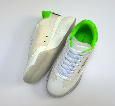 Stella McCartney Loop White and Lime Green Recycled Sneakers New in Box