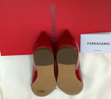 Ferragamo Varina Shoes in Red Patent Leather Flats Buckle Bow