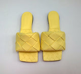 Bottega Veneta BV Lido Leather Slide Sandals in Lemonade Pale Yellow