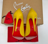 Christian Louboutin Hot Chick 100 in Bright Yellow Patent Leather Heels Shoes