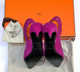 Hermes Gabriela 40 Purple Suede Slingback Heels New In Box