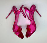 Christian Louboutin Loubigirl 100 Psychic Fuchsia Metallic Pink Ankle Strap Sandals