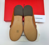 Ferragamo Gancini Cuoio Loafers in Brown Leather with Gold Tone Hardware Flats Maryan C Width