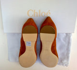 Chloé Lauren Western Flats with Gold Studs in Warm Brown Ochre Delight Suede Shoes