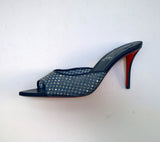 Christian Louboutin Apostropha 85 Strass Net Dark Blue Rhinestones Mules Sandals Heels