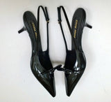 Miu Miu Decollete Black Patent Slingback Bow Heels