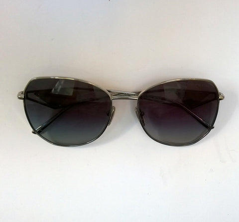Prada Oversized Geometric Sunglasses in Silver with Triangle Logo Sides
