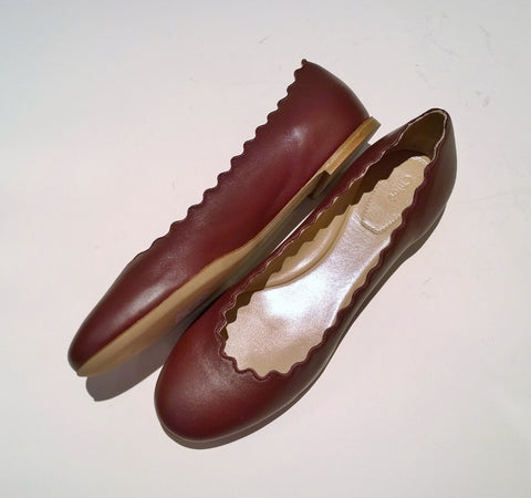 Chloé Lauren Scallop Flats in Deep Purple Leather New in Box Shoes