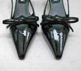 Miu Miu Decollete Black Patent Slingback Bow Heels