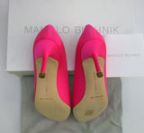 Manolo Blahnik Hangisi Bright Pink Turquoise Buckle Rhinestone Heels Fuchsia Shoes