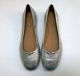 Chloé Marcie Shoes in Silver Leather Flats with Gold Detail