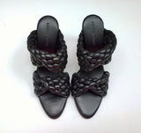 Bottega Veneta Curve Black Woven Leather Sandals Mules