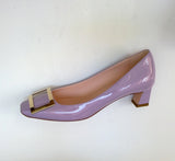 Roger Vivier Trompette 45 Baby Purple Lavender Patent Leather Block Heels Kitten Shoes