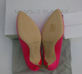 Manolo Blahnik Hangisi Bright Pink Turquoise Buckle Rhinestone Heels Fuchsia Shoes