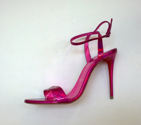 Christian Louboutin Loubigirl 100 Psychic Fuchsia Metallic Pink Ankle Strap Sandals