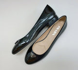 Prada Triangle Logo Black Patent Flats Shoes