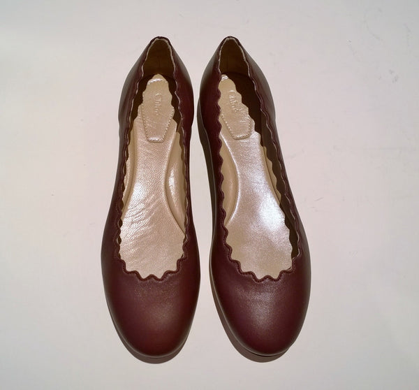 Chloé Lauren Scallop Flats in Deep Purple Leather New in Box Shoes