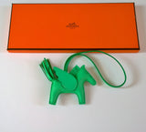 Hermès Pegasus Rodeo Flying Horse Leather Charm Mint Green Vert Comics Winged