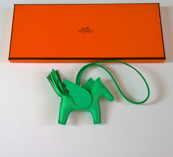 Hermès Pegasus Rodeo Flying Horse Leather Charm Mint Green Vert Comics Winged