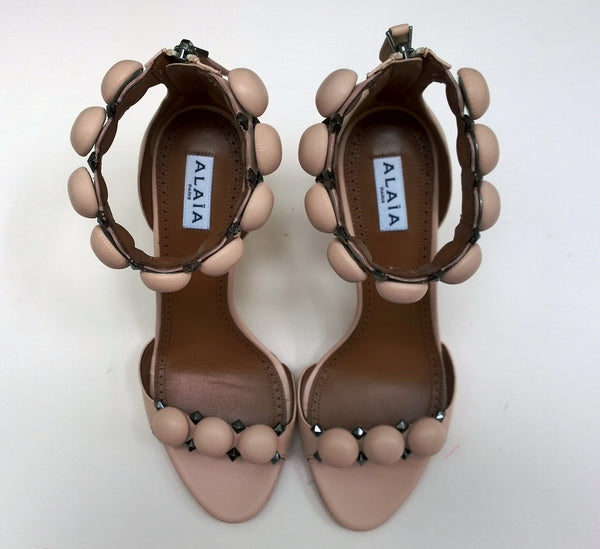 Alaïa Le Bombe 90 Sandals Pale Pink Leather Ankle Strap Heels