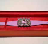 Roger Vivier Broche Vivier Lilac Leather Rhinestone Buckle Bracelet Pink